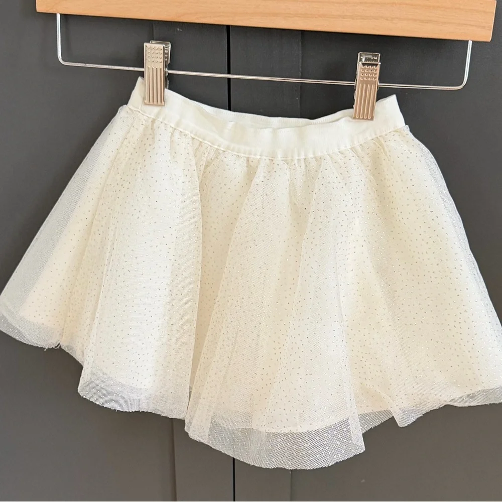 Janie and Jack | Ivory Gold Dot Sparkle Tulle Skirt | Tutu | 3